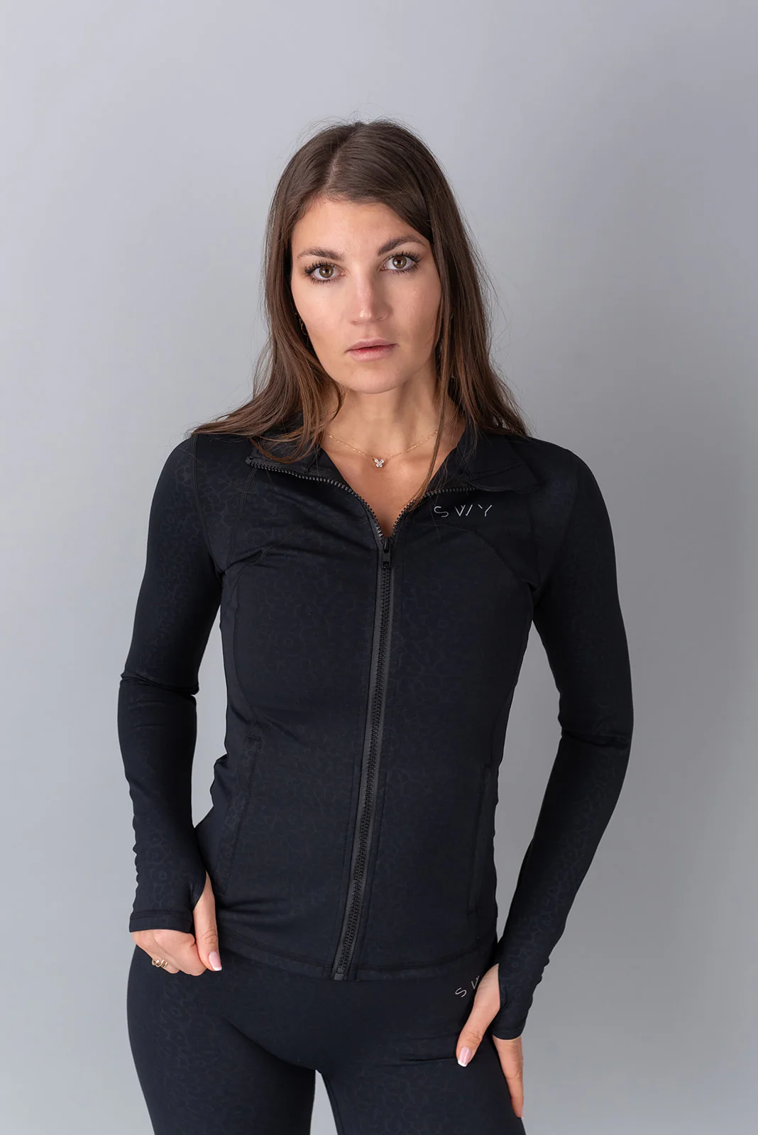 Leopard Maglia con zip